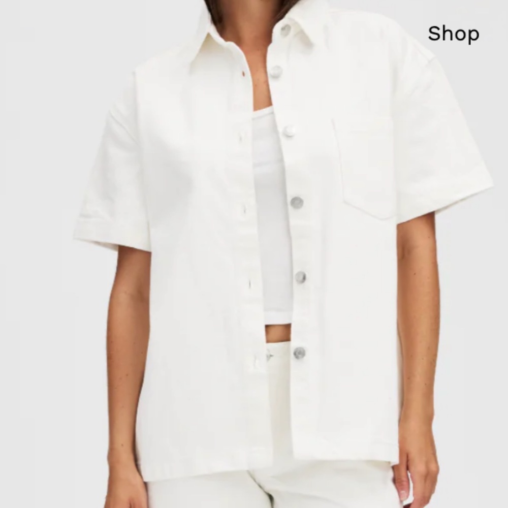PARKE White Short Sleeve Denim Shirt